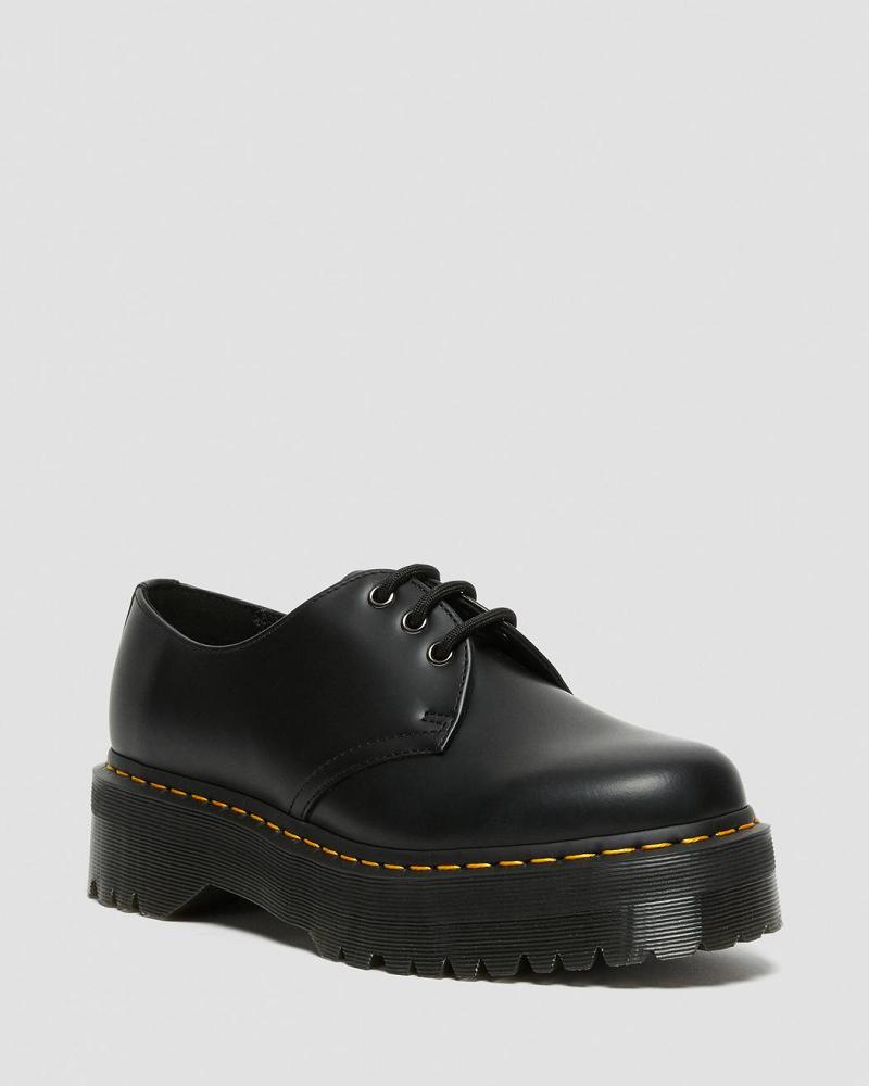 Men\'s Dr Martens 1461 Smooth Leather Platform Shoes Black | AU 624DFM